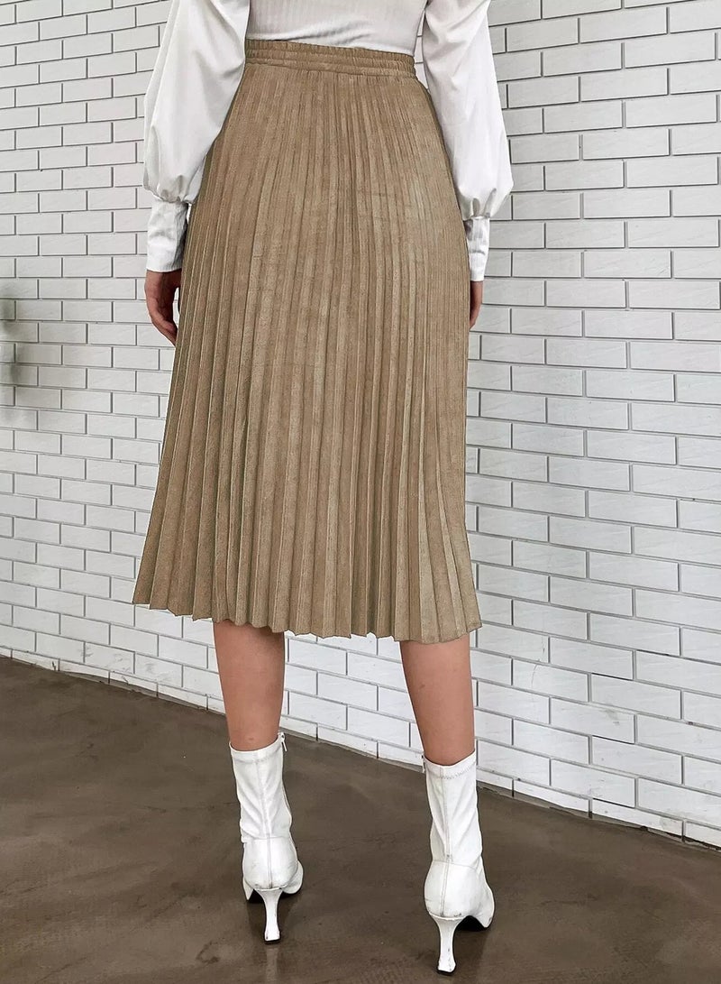Solid Pleated Skirt - Image 2