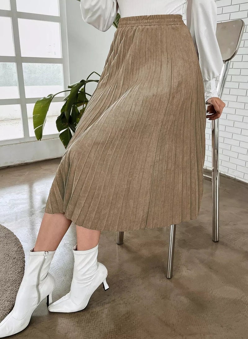 Solid Pleated Skirt - Image 5