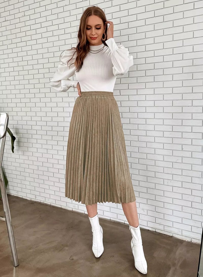 Solid Pleated Skirt - Image 3