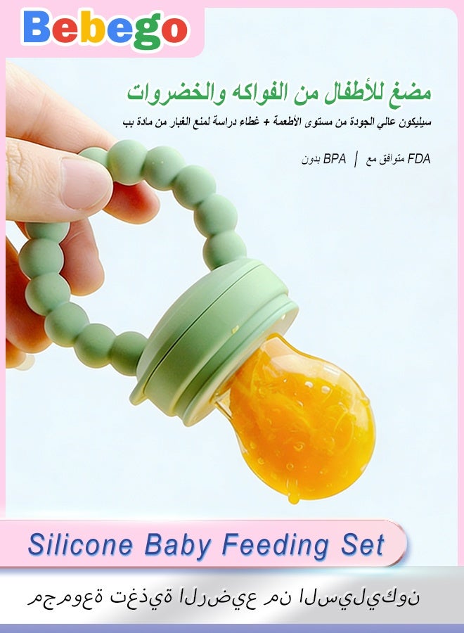 Silicone Baby Feeding Set, Baby Feeding Utensils, Baby Weaning Tableware Set, 3 Food Bags, Baby Weaning Supplies, Self-Feeding Skills