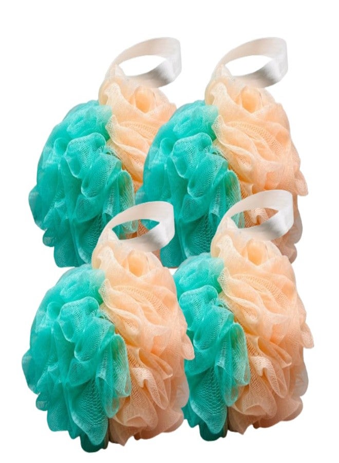 RAPIDO -Premium Dual-Color Loofah Set - 55g/ piece (4-Pack) - Unique Fruity Inspired Design(Blue, Peach and Turquise) - Image 1