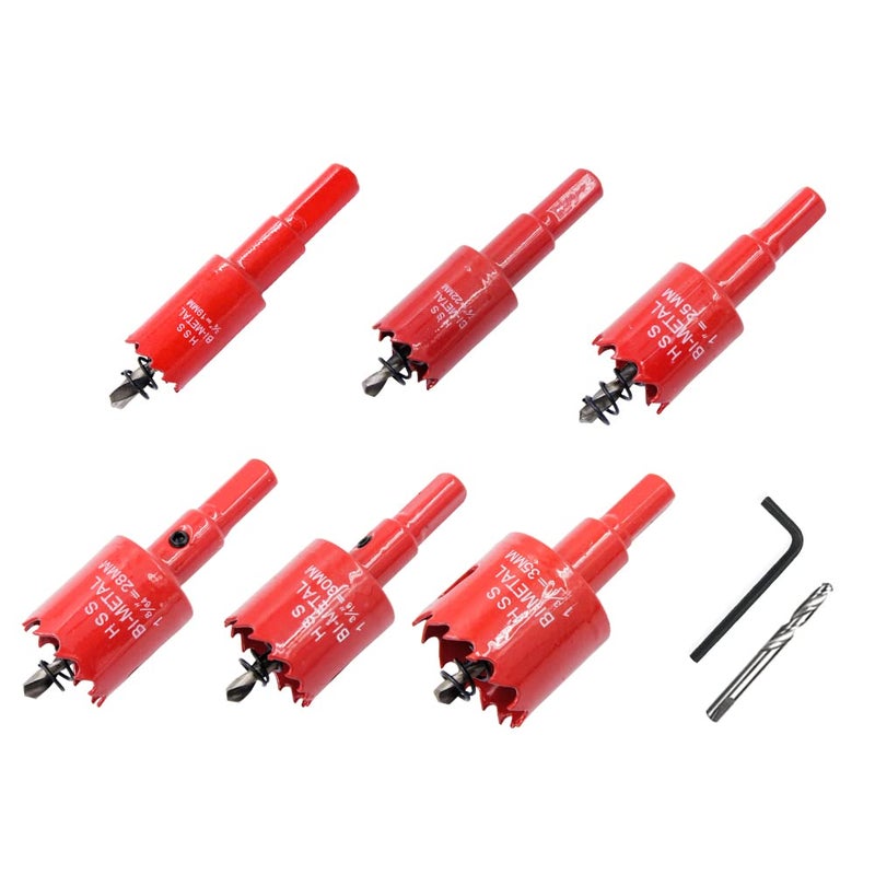 Laiwei Hole Saw Kit, Hole Saw, Power Drill Tool for Drilling Wood, PVC, Aluminium Profiles, Drywall, 9 Piece Hole Saw Set(19 22 25 28 30 35 mm) - Image 1