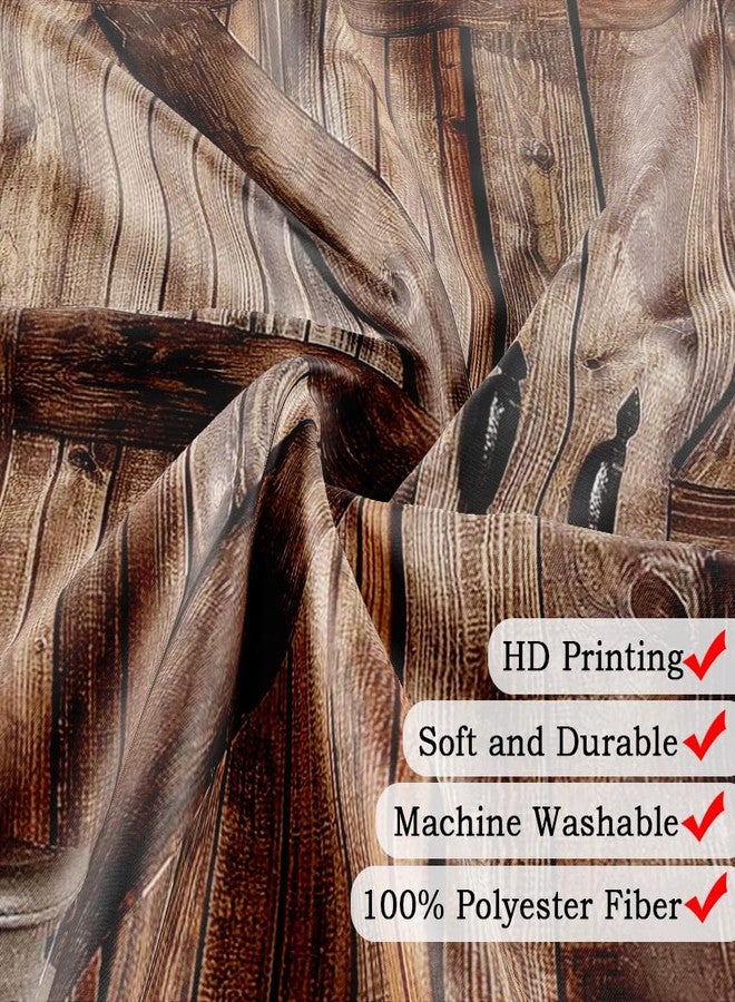 Jipusai Rustic Barn Door Shower Curtain Set for Bathroom, Farmhouse Arts Bathroom Decor Curtains, Vintage Countryside Wood Board Waterproof Fabric Bath Curtains with Hooks 70 x72 inch - Image 5