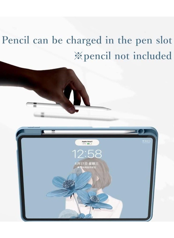 ELTRAZONE حافظة لوحة مفاتيح آيباد إير الجيل 5/4 - لوحة مفاتيح تعمل باللمس قابلة للفصل وحامل شحن قلم - متوافقة مع آيباد برو 11" (الجيل 1/2/3) - غلاف جلد نحيف ذكي (أسود) - Image 2