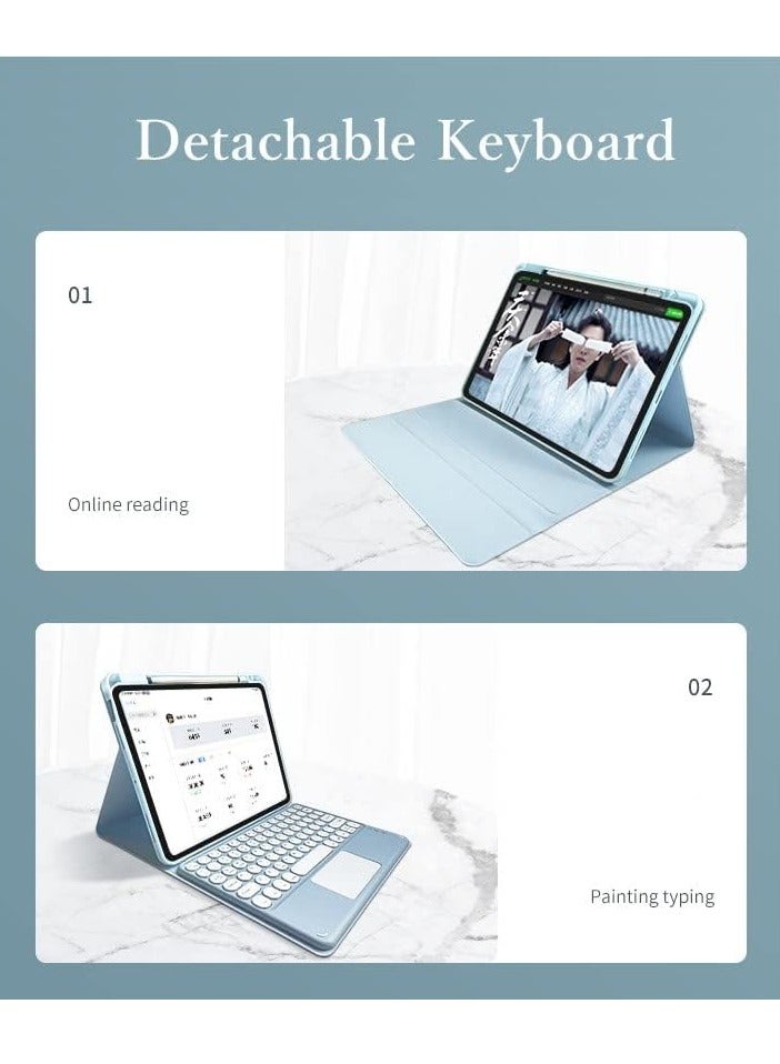 ELTRAZONE حافظة لوحة مفاتيح آيباد إير الجيل 5/4 - لوحة مفاتيح تعمل باللمس قابلة للفصل وحامل شحن قلم - متوافقة مع آيباد برو 11" (الجيل 1/2/3) - غلاف جلد نحيف ذكي (أسود) - Image 3