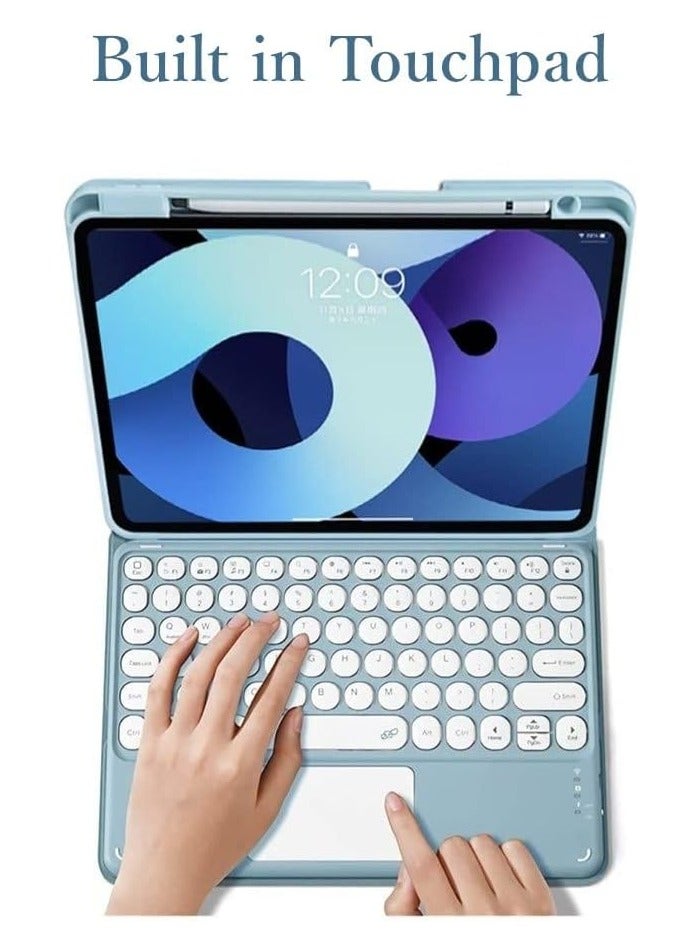 ELTRAZONE حافظة لوحة مفاتيح آيباد إير الجيل 5/4 - لوحة مفاتيح تعمل باللمس قابلة للفصل وحامل شحن قلم - متوافقة مع آيباد برو 11" (الجيل 1/2/3) - غلاف جلد نحيف ذكي (أسود) - Image 4