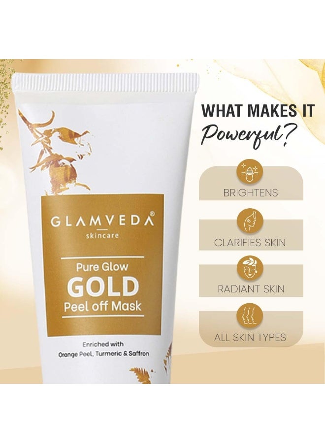 Glamveda Pure Glow Gold Peel Off Mask for Women | 60 gm | Enriched With Orange Peel For Glowing Skin | Reduces Fine Lines, Wrinkles Blackhead | For Women & Men |  All Skin Types - Image 3