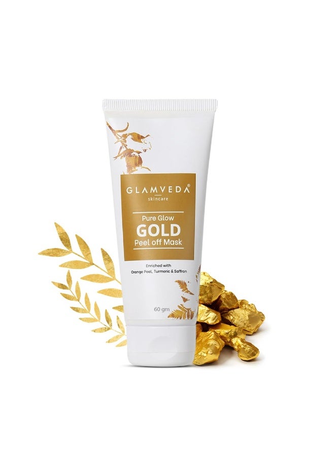 Glamveda Pure Glow Gold Peel Off Mask for Women | 60 gm | Enriched With Orange Peel For Glowing Skin | Reduces Fine Lines, Wrinkles Blackhead | For Women & Men |  All Skin Types - Image 1