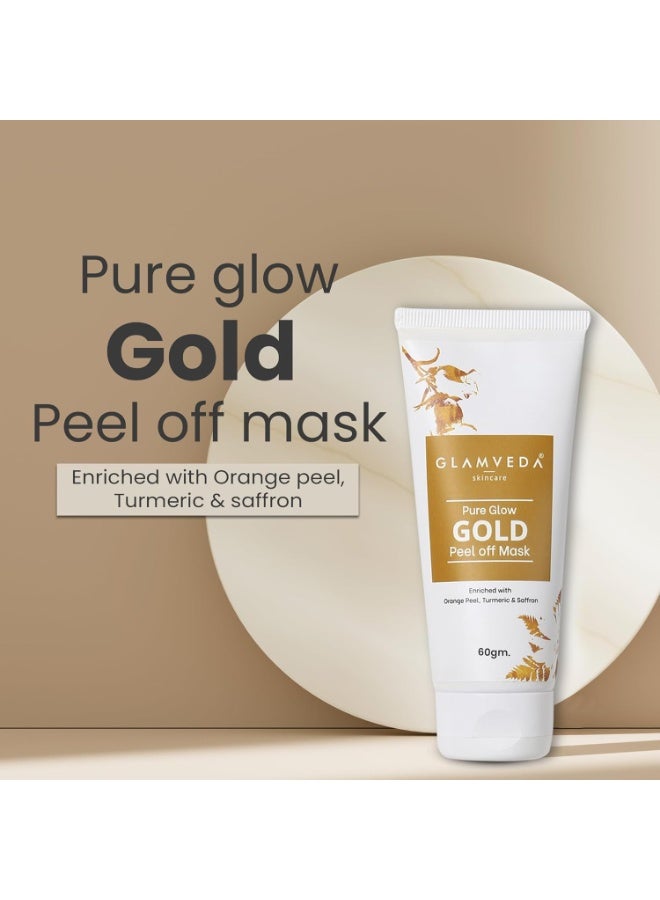 Glamveda Pure Glow Gold Peel Off Mask for Women | 60 gm | Enriched With Orange Peel For Glowing Skin | Reduces Fine Lines, Wrinkles Blackhead | For Women & Men |  All Skin Types - Image 2