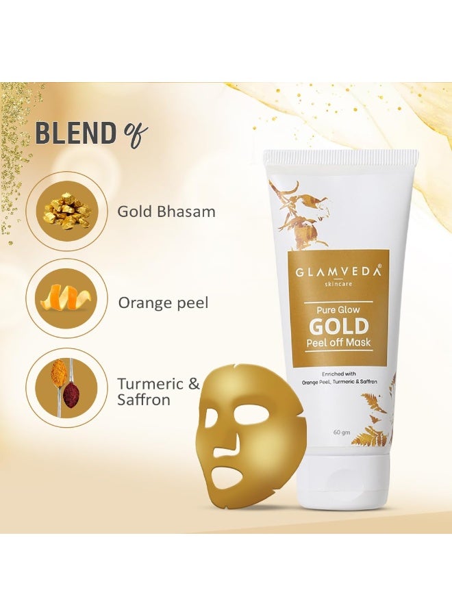 Glamveda Pure Glow Gold Peel Off Mask for Women | 60 gm | Enriched With Orange Peel For Glowing Skin | Reduces Fine Lines, Wrinkles Blackhead | For Women & Men |  All Skin Types - Image 4