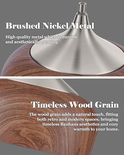 ELYONA Brushed Nickel Pendant Light Wooden Pattern Dome Pendant Light Fixture Nickel Metal Modern Adjustable Hanging Lighting for Kitchen Island Dining Room Office Hallway Foyer Bedroom, 12 Inch - Image 3