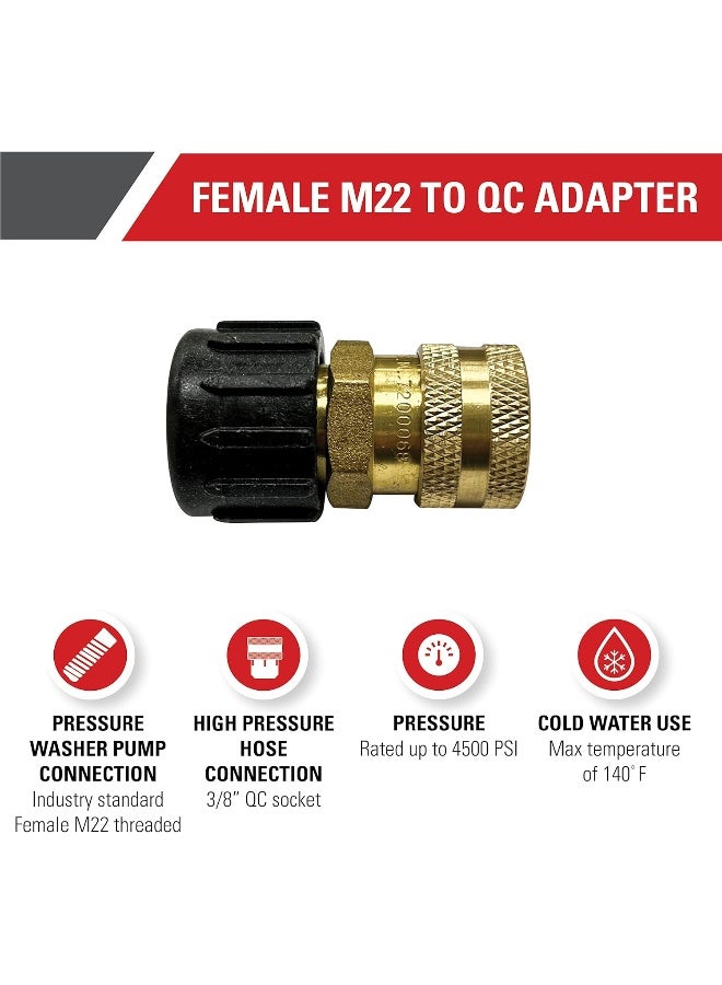 Simpson Cleaning 7200068 Replacement QC Socket for Pressure Washer Pumps Up to 4500 PSI, 3/8-Inch, Female M22, Gold - Image 2