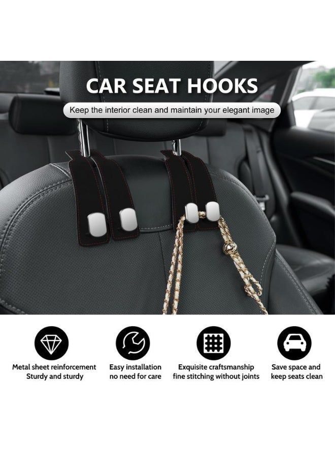 خطّافان لمساند مقاعد السيارة من الجلد الفاخر، خطافات متعددة الاستخدامات تناسب جميع أنواع السيارات (بني) - Image 5