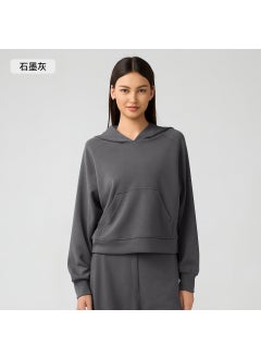 Generic Autumn Winter Hooded Windproof Sweatshirt for Women Graphite gray 