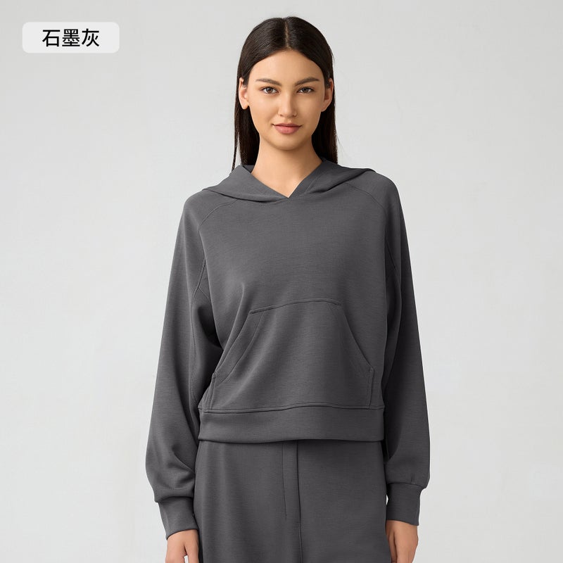 Generic Autumn Winter Hooded Windproof Sweatshirt for Women Graphite gray