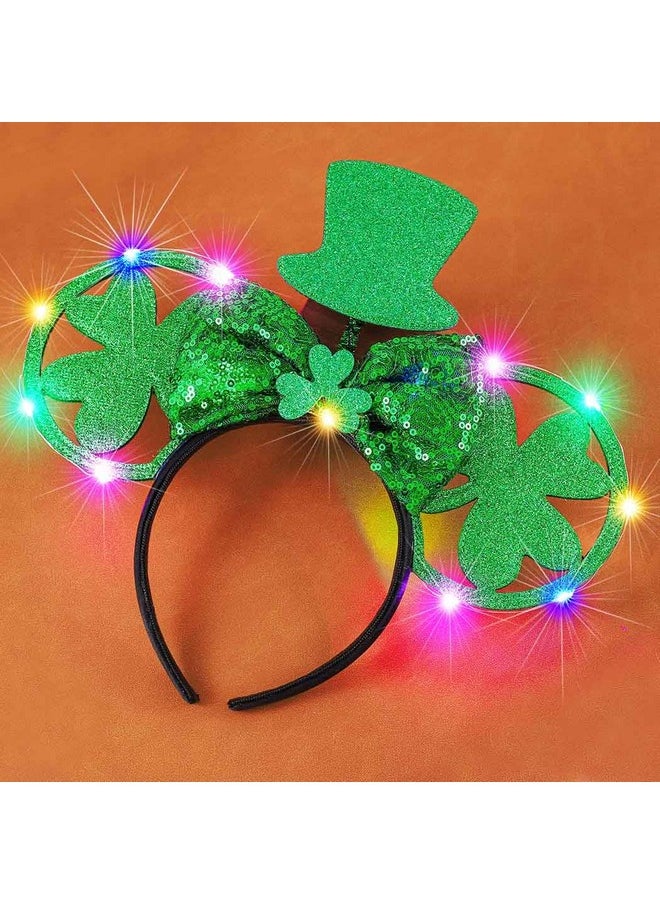 Light Up St Patrick'S Day Headband Green Mouse Ear Hairband Glitter Shamrock Bow Headdress Irish Hair Accessories For Women And Girls - pzsku/ZC8B9745FD2433F0A95DCZ/45/_/1718646274/a0df12d8-cc84-428f-bbe1-4ffaab3ce9cd