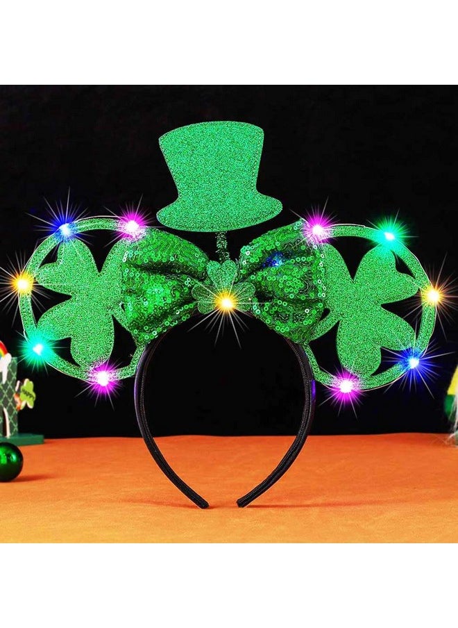 Light Up St Patrick'S Day Headband Green Mouse Ear Hairband Glitter Shamrock Bow Headdress Irish Hair Accessories For Women And Girls - pzsku/ZC8B9745FD2433F0A95DCZ/45/_/1718646275/74ed548f-534b-4218-97a2-4bbf23926f1e