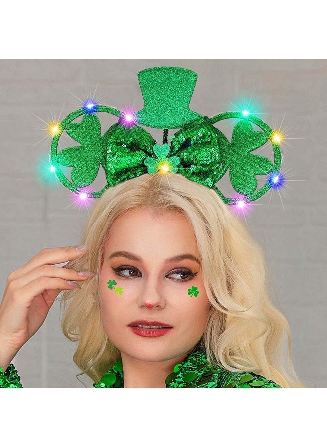 Light Up St Patrick'S Day Headband Green Mouse Ear Hairband Glitter Shamrock Bow Headdress Irish Hair Accessories For Women And Girls - pzsku/ZC8B9745FD2433F0A95DCZ/45/_/1718646293/ea2a6737-842f-4a70-a6ef-b8a85788bdbc