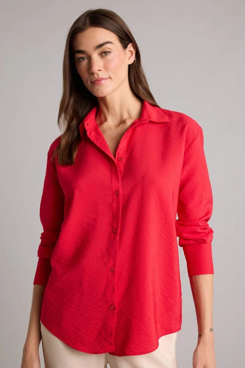 ديفاكتو Oversize Fit Shirt Collar Long Sleeve Shirt