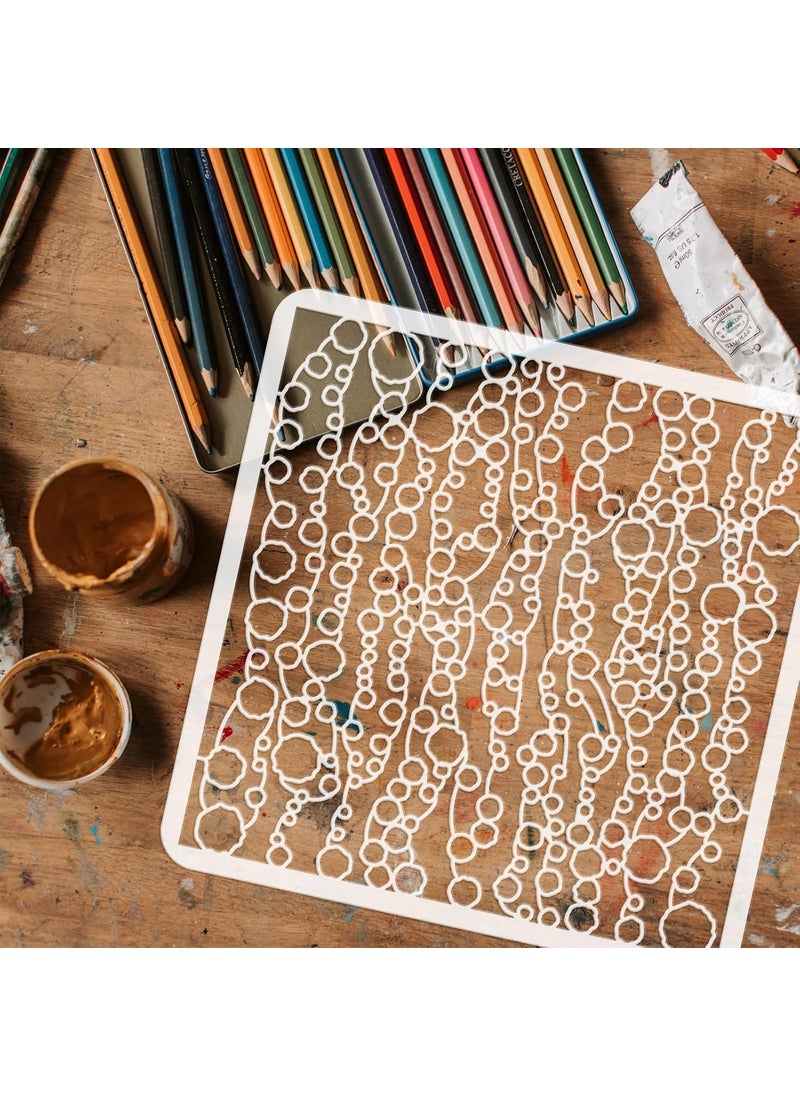 FINGERINSPIRE FINGERINSPIRE Air Bubbles Stencil 11.8x11.8 inch Bubbles Stencils Template Plastic Bubbles Block Pattern Stencil Reusable DIY Art and Craft Stencil for Wood Wall Art Drawing Painting Home Decor  - Image 3