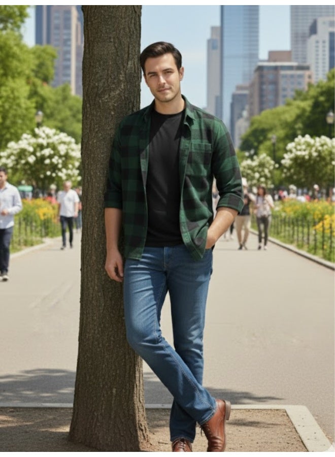 RIGO Green Flannel Checked Shacket for Men - Image 4