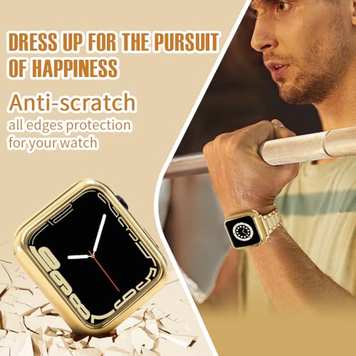 top4cus 45mm Case Soft Flexible Lightweight Anti-Scratch Overall Protective 45mm Iwatch Waterproof Cover Case Shiny Workout Shockproof Bumper Compatible with Apple Watch Series 9/8/7 - Gold - Image 4