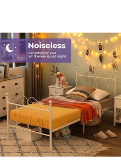 NZONE STORE Elegant metal bed, one and a half sizes, white color || 200 cm * 140 cm  - Image 2