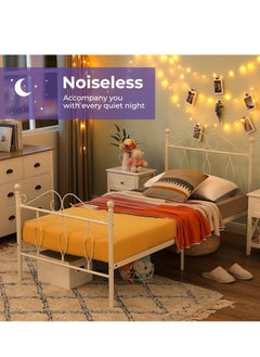 NZONE STORE Elegant metal bed, one and a half sizes, white color || 200 cm * 140 cm  - Image 3