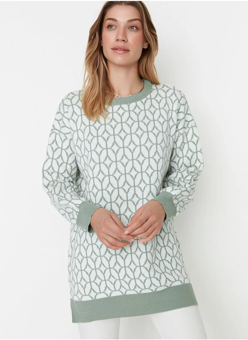 trendyol Geometric Print Knitted Sweater