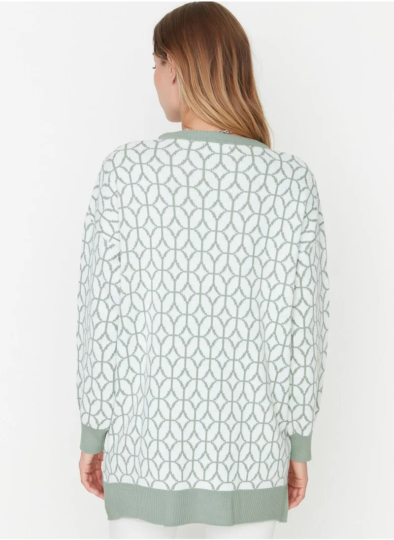 trendyol Geometric Print Knitted Sweater