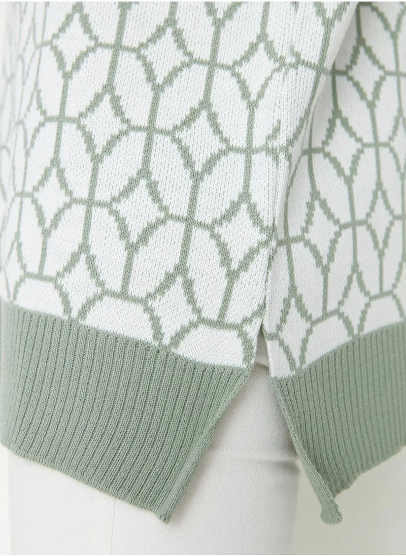 trendyol Geometric Print Knitted Sweater