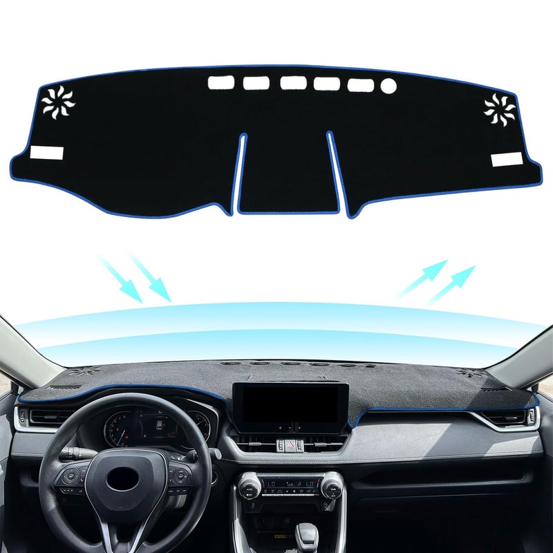 REMOCH for Toyota Rav4 Accessories 2025 2024 2023 2022 2021 2020 2019 Dashboard Cover Dash Cover Mat Custom Fit Center Console Cover Sunshield Protector RAV 4 PadBlue Trim