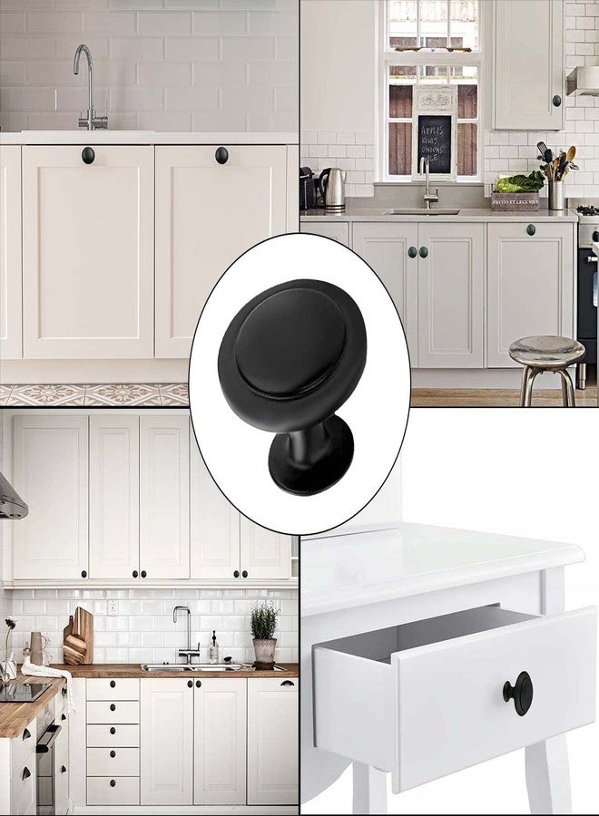yuntop 12 Pack Black Round Cabinet Hardware Knobs 1.18 Inch Flat Pulls Knob with Screws for Kitchen Drawer Dresser Cupboard Door Handles Matte Cabinets Pull Bathroom Drawers Handle Modern Pulls Handles - Image 2