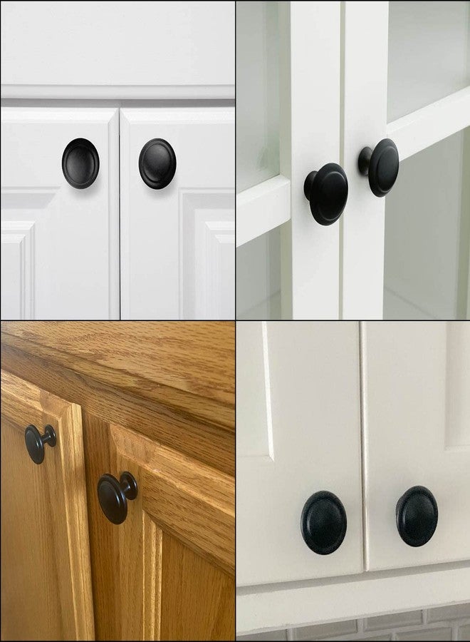 yuntop 12 Pack Black Round Cabinet Hardware Knobs 1.18 Inch Flat Pulls Knob with Screws for Kitchen Drawer Dresser Cupboard Door Handles Matte Cabinets Pull Bathroom Drawers Handle Modern Pulls Handles - Image 3