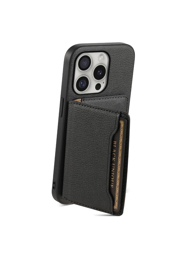 S-TOP Case For iPhone 16 Pro Calf Texture Card Bag Design Full Coverage Phone Case - Image 3