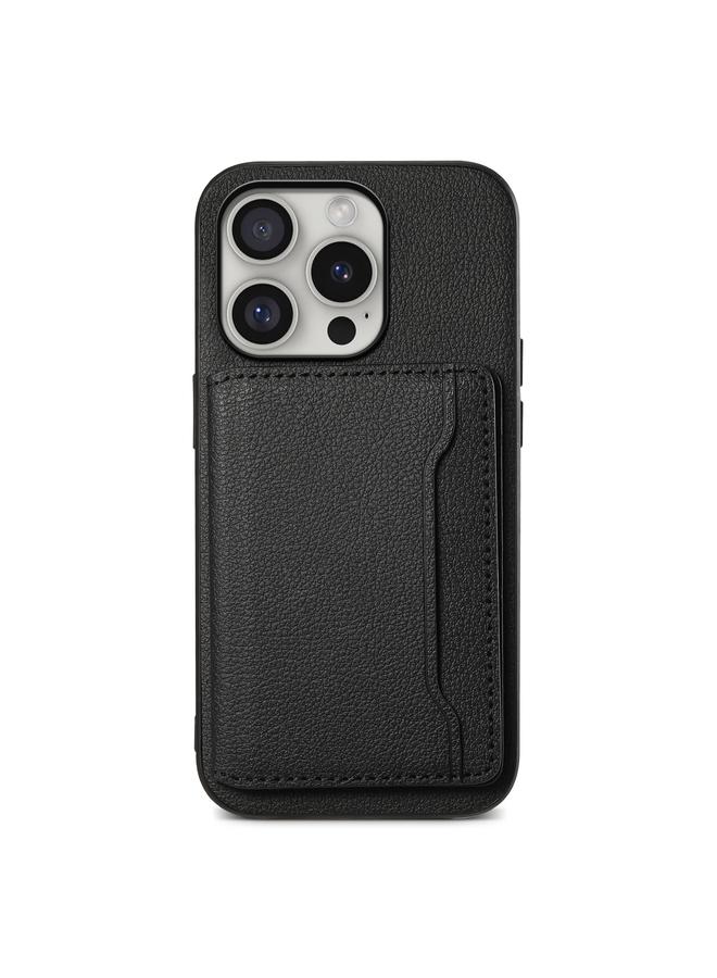 S-TOP Case For iPhone 16 Pro Calf Texture Card Bag Design Full Coverage Phone Case - Image 1