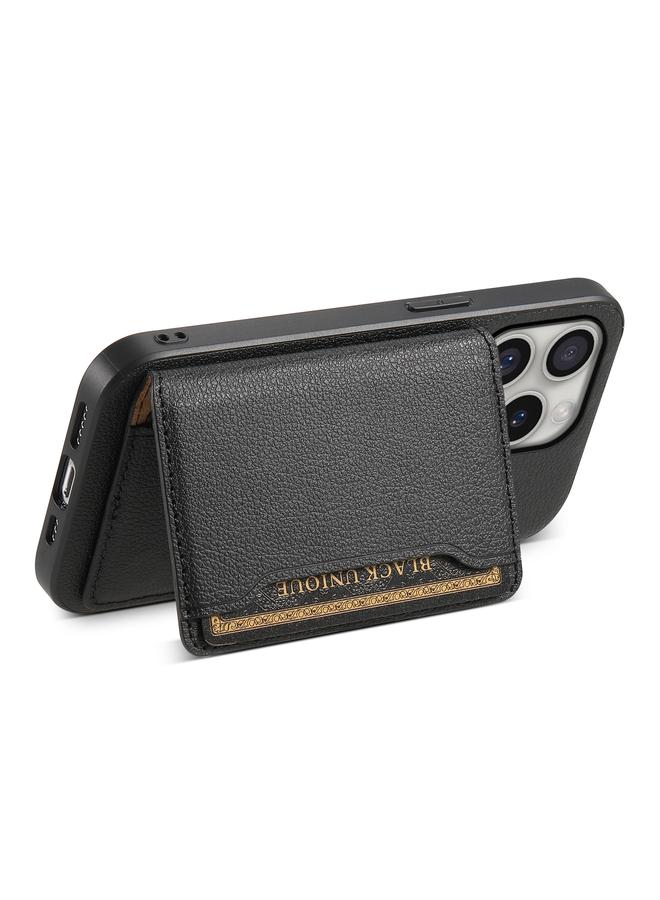 S-TOP Case For iPhone 16 Pro Calf Texture Card Bag Design Full Coverage Phone Case - Image 4