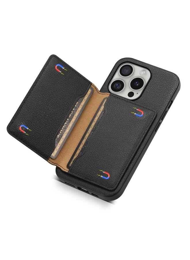 S-TOP Case For iPhone 16 Pro Calf Texture Card Bag Design Full Coverage Phone Case - Image 5