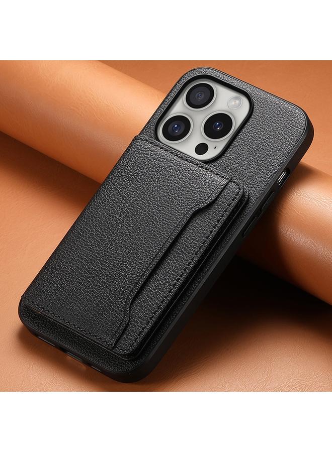 S-TOP Case For iPhone 16 Pro Calf Texture Card Bag Design Full Coverage Phone Case - Image 2