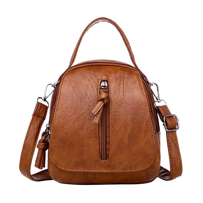 1pc Pu Vintage Versatile Leather Backpack Shoulder Bag Sackback Fashionable for Women (Brown) - Image 4
