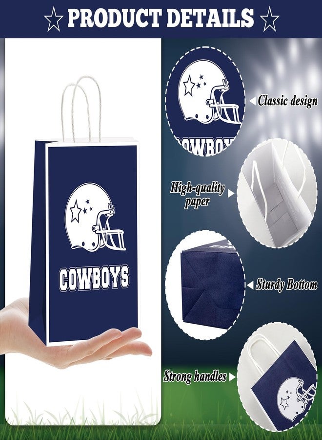 MinFyberd 12Pcs Cowboy Football Party Favor Bags Sport Party Decorations Navy Blue Football Themed Paper Gift Bags with Handles Game Day Goodie Candy Treat Bag for Boys Teens Men Fans Birthday Decor - Image 3
