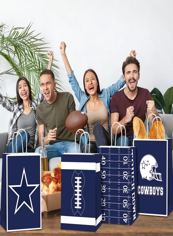 MinFyberd 12Pcs Cowboy Football Party Favor Bags Sport Party Decorations Navy Blue Football Themed Paper Gift Bags with Handles Game Day Goodie Candy Treat Bag for Boys Teens Men Fans Birthday Decor - Image 5