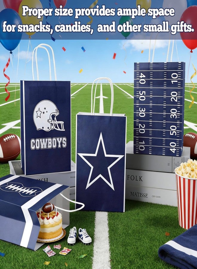 MinFyberd 12Pcs Cowboy Football Party Favor Bags Sport Party Decorations Navy Blue Football Themed Paper Gift Bags with Handles Game Day Goodie Candy Treat Bag for Boys Teens Men Fans Birthday Decor - Image 4