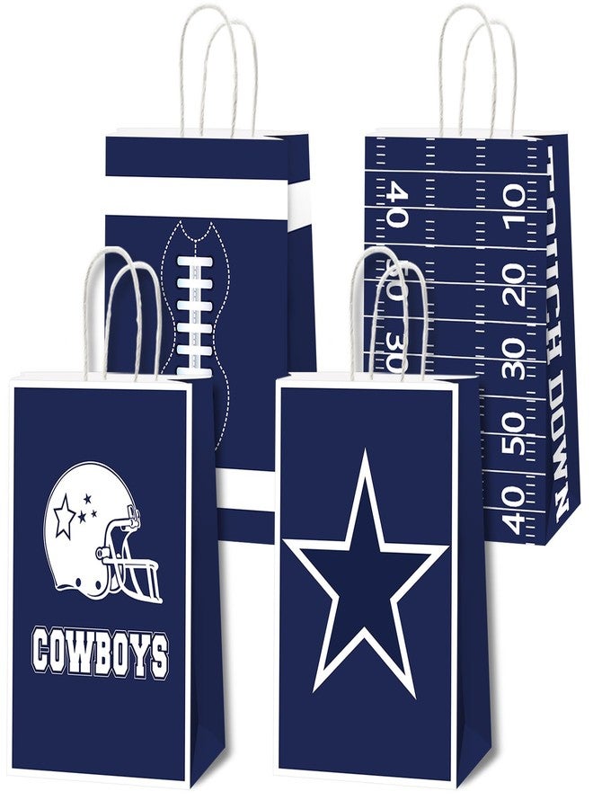 MinFyberd 12Pcs Cowboy Football Party Favor Bags Sport Party Decorations Navy Blue Football Themed Paper Gift Bags with Handles Game Day Goodie Candy Treat Bag for Boys Teens Men Fans Birthday Decor - Image 1