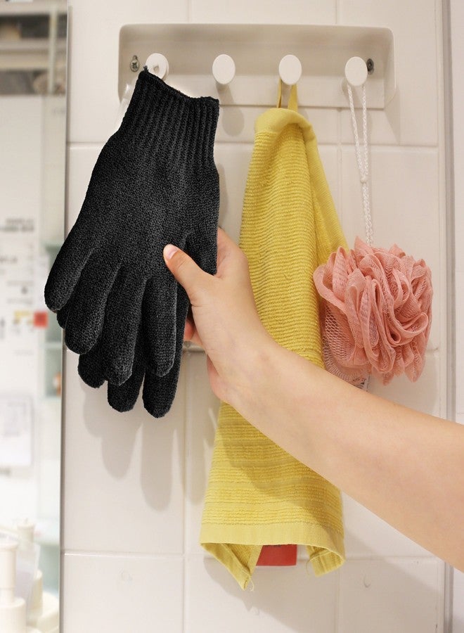 MIG4U Exfoliating Shower Gloves for Bath, Premium Nylon Body Wash Bathing Gloves for Men Women Spa, Massage and Skin Scrub, Dead Skin Remover with Hanging Loop, 2 Pairs, Black&Orange, Regular Size - Image 5