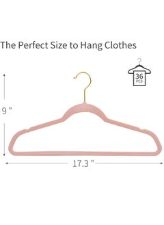Red Dot Gift 36 Pack Pink Velvet Hangers, Non-Slip Clothes Hanger with Gold Color Swivel Hook, Coat & Suite Hangers, Sturdy Durable Clothes Hangers  - Image 2