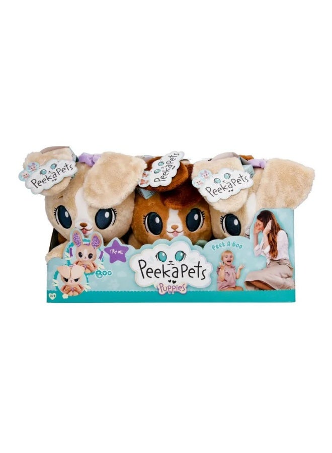 Peekapets Puppies are the cutest baby plushies with simple gags based on the Peek-a-boo play pattern.  Press its little belly and watch how its ears will pop-up playing with your baby. - Image 3