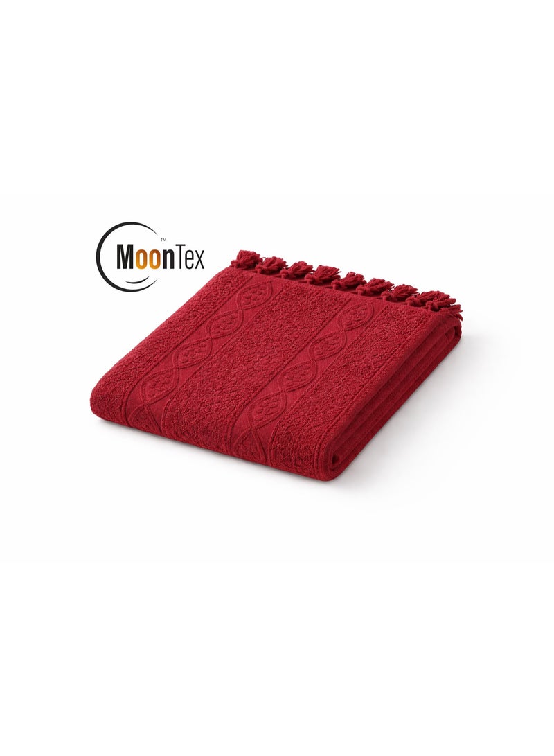 فوطة قطن مصري 100% لون نبيتي منقوشة بشراشيب مقاس 50×100 سم – ناعمة عالية الامتصاص – Moontex - Image 1