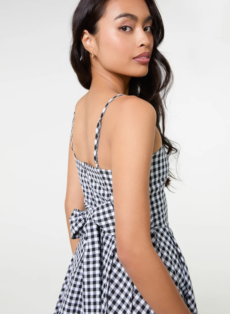 Pink Vanilla  Bow Back Gingham Mini Dress for Women | Best Price UAE