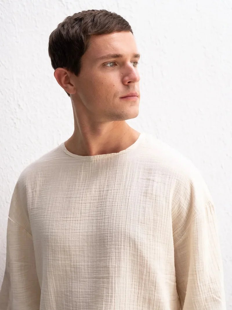 جيستو GIESTO Muslin Crew Neck Long Sleeve T-Shirt